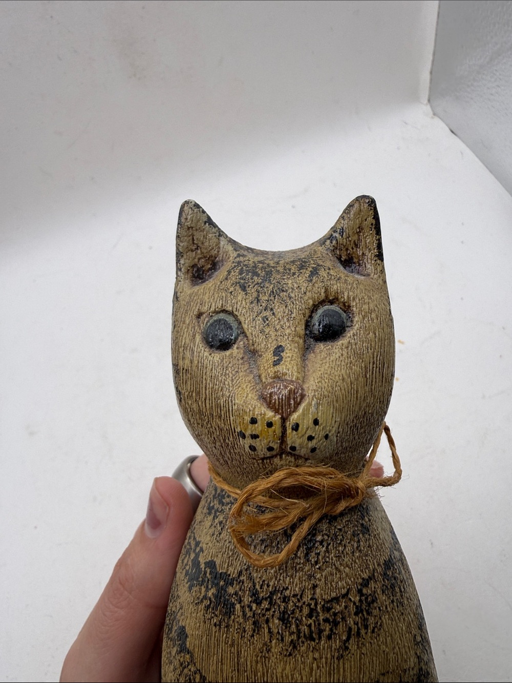 Vtg Signed Pat Croy Primitive Cat Folk Art Rustic Farmhouse Decor Collectible - Picture 9 of 12